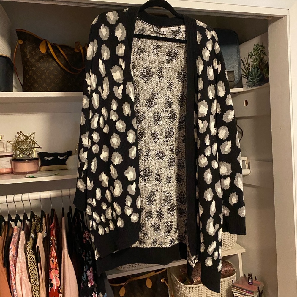 Black and Grey Leopard Cardigan